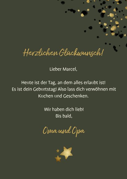 Glückwunschkarte zum Geburtstag rundes Foto und Sterne 3