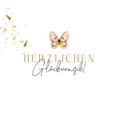Glückwunschkarte zum Geburtstag Schmetterling Aquarell 2