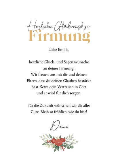 Glückwunschkarte zur Firmung Kirche mit Blumenkranz 3