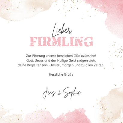 Glückwunschkarte zur Firmung rosa Aquarell 3