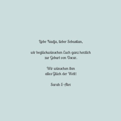 Glückwunschkarte zur Geburt Bär blau 3