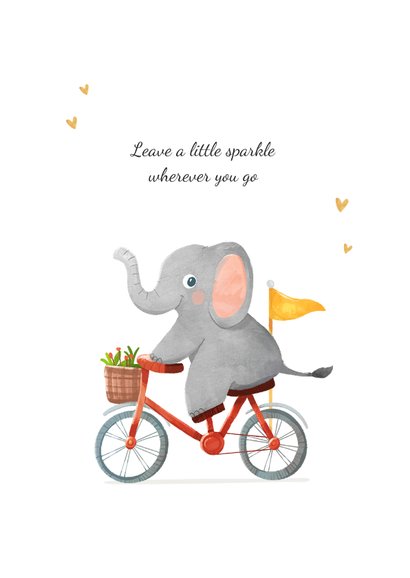 Glückwunschkarte zur Geburt Elefant auf Fahrrad 2