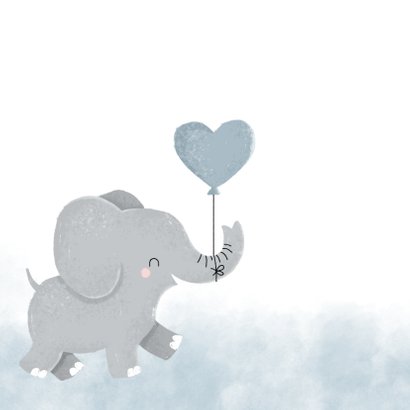 Glückwunschkarte zur Geburt Elefant mit Herzluftballon 2