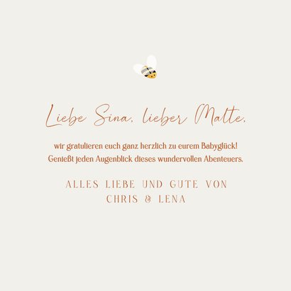 Glückwunschkarte zur Geburt kleiner Bär mit Biene 3