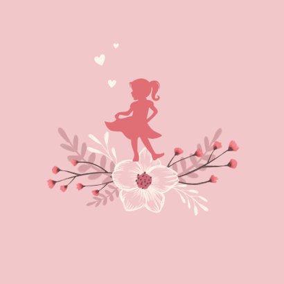 Glückwunschkarte zur Geburt Mädchen rosa Blumen 2