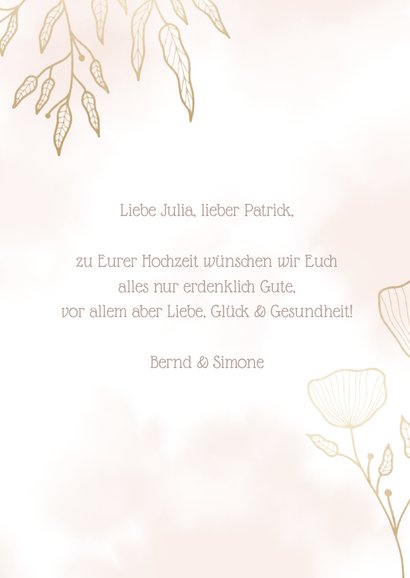 Glückwunschkarte zur Hochzeit filigrane Blätter 3