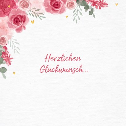 Glückwunschkarte zur Hochzeit rosa Rosen 2