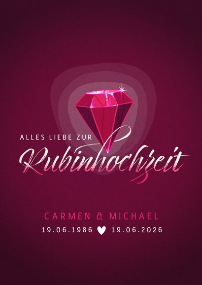Glückwunschkarte zur Rubinhochzeit Send a Smile