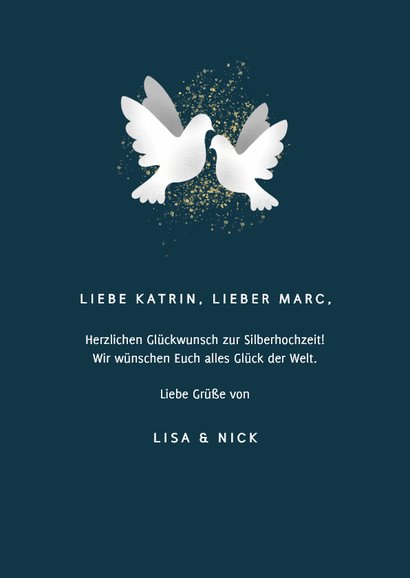 Glückwunschkarte zur Silberhochzeit Weiße Tauben 3