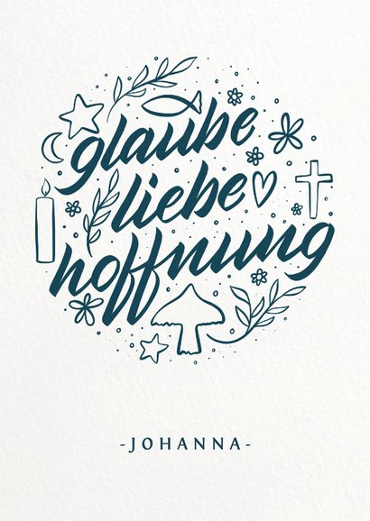 Glückwunschkarte zur Taufe"Glaube Liebe Send a Smile