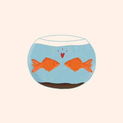 Glückwunschkarte Zusammen ziehen Goldfische im Glas 2