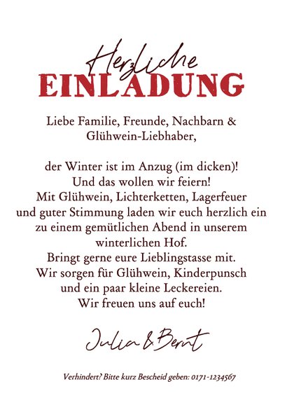 Glühweinparty Einladungskarte Glühweingläser 3