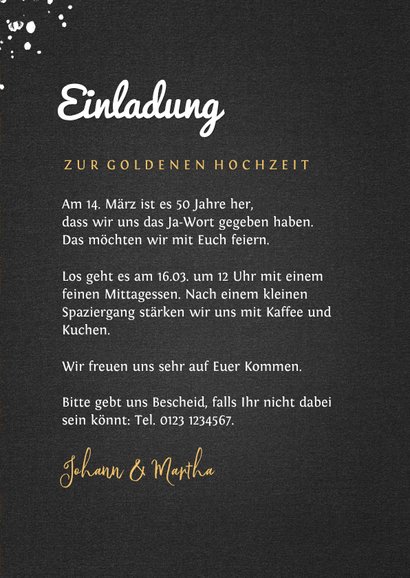 Goldene Hochzeit Einladung Fotos & Golddekor 3