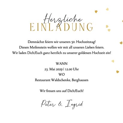 Goldene Hochzeit Einladung Rosen & Goldballons 3