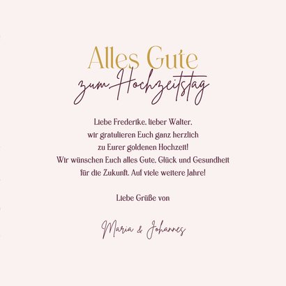 Goldene Hochzeit Glückwunschkarte mit Blumen und Zweigen 3