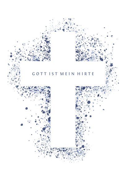 Gratulationskarte Konfirmation Kreuz blaue Spritzer 2