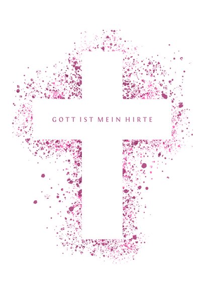 Gratulationskarte Konfirmation Kreuz Spritzer pink 2