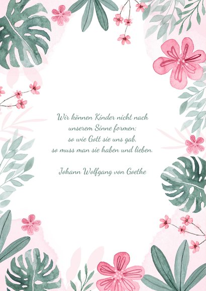 Gratulationskarte zur Taufe rosa Blumenrahmen 2