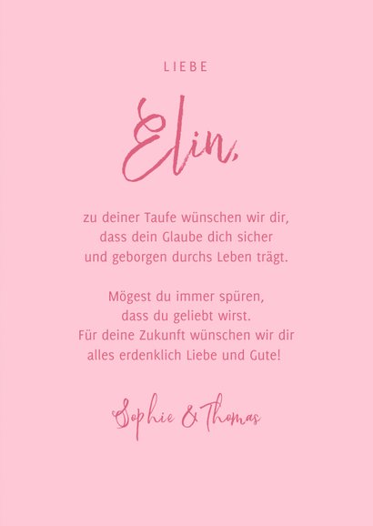 Gratulationskarte zur Taufe rosa Blumenrahmen 3