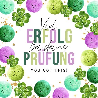 Grußkarte Glücksklee Viel Erfolg Prüfung Send a Smile
