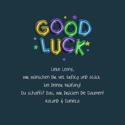 Grußkarte 'Good Luck' bunte Luftballons 3