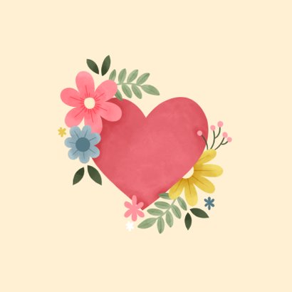 Grußkarte Gute Besserung Herz mit Blumen 2