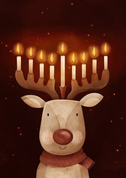 Grußkarte mit Rentier zu Hanukkah und Weihnachten 2