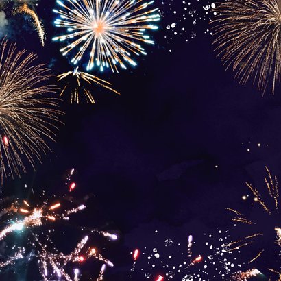 Grußkarte Neujahr Feuerwerk und Foto Rückseite