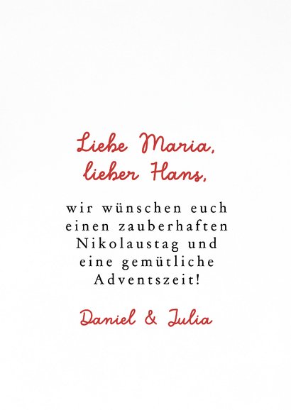 Grußkarte Nikolaus Gummistiefel Sack Nüsse Mandarinen 3