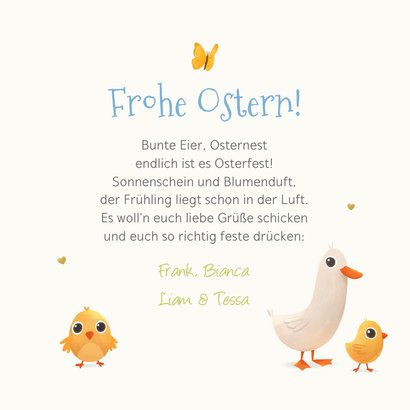 Grußkarte Ostern Körbchen mit Ostereiern & Tiere 3