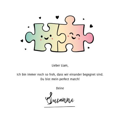 Grußkarte Puzzleteile Perfect Match Foto innen 3