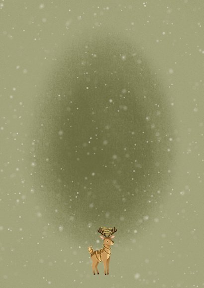 Grußkarte Weihnachten Hirsch mit Lichterkette Rückseite