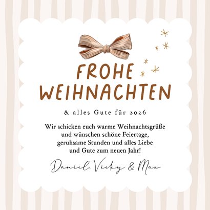 Grußkarte Weihnachten rundes Foto mit beider Schleife 3