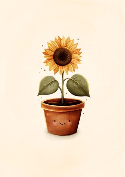 Gute Besserung Grußkarte Sonnenblume Topfpflanze 2