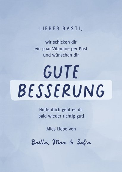 Gute Besserung Grußkarte 'Vitamine per Post' 3