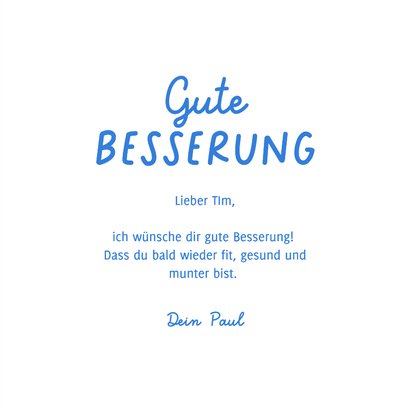 Gute Besserung Karte Pflaster und Smileys Blau 3