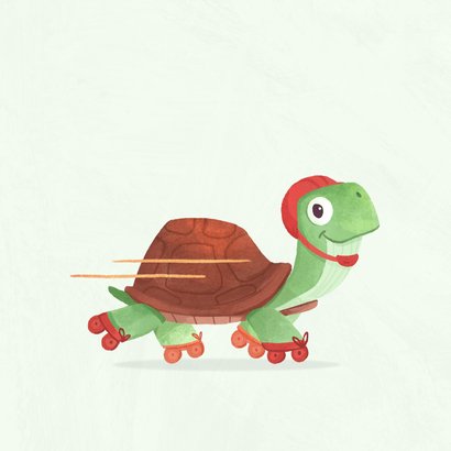 Gute Besserung Karte Schildkröte auf Rollschuhen 2