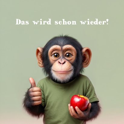 Gute Besserung wünschen Schimpanse Blumenstrauß 2
