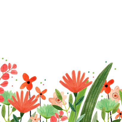 Gute Besserungs-Grußkarte rote Blumen in Wiese 2