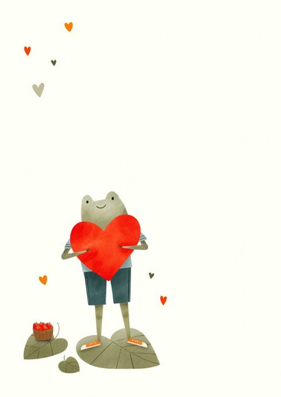 Gute Besserungskarte Frosch mit Herz 'Get well soon' 2