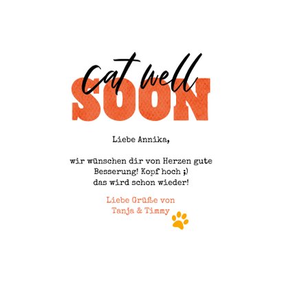 Gute-Besserungskarte Katze 'Cat well soon' 3