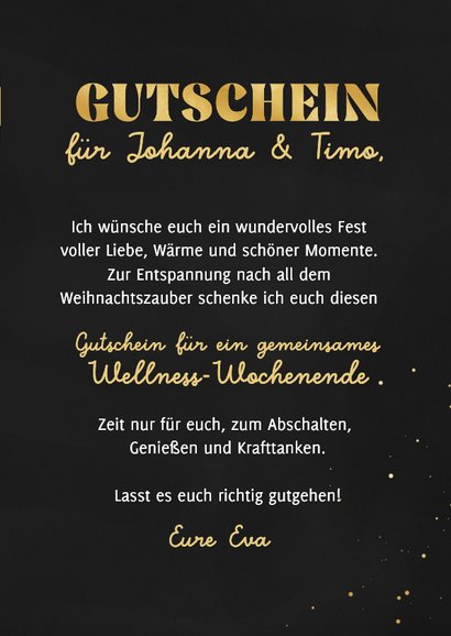 Gutschein goldene Schleife Weihnachtskarte Schriftzug 3