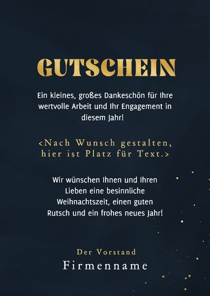 Gutscheinkarte Firma Schleife Schriftzug Gold Blau 3