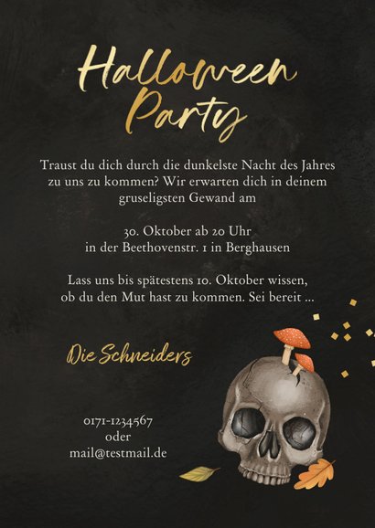 Halloween-Partyeinladung Kürbis & Totenkopf 3