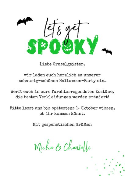 Halloweenparty Einladungskarte 'Let's get spooky' 3