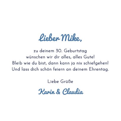 'Happy Birthday' Geburtstagskarte modern Typografie Blau 3
