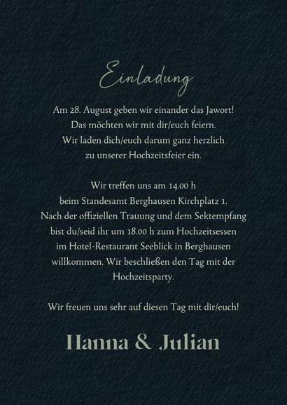 Hochzeit Einladungskarte Eukalyptus Schwarz & Silber 3
