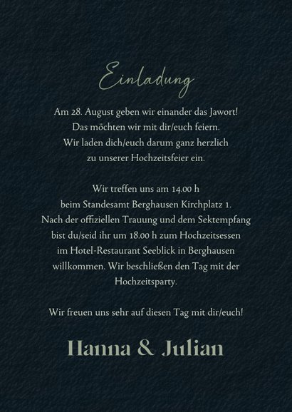 Hochzeit Einladungskarte Eukalyptus Schwarz & Silber 3