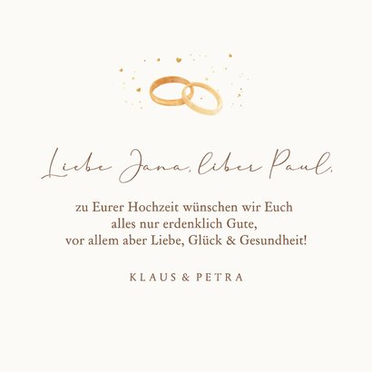 Hochzeit Glückwunschkarte mit Eheringen  3