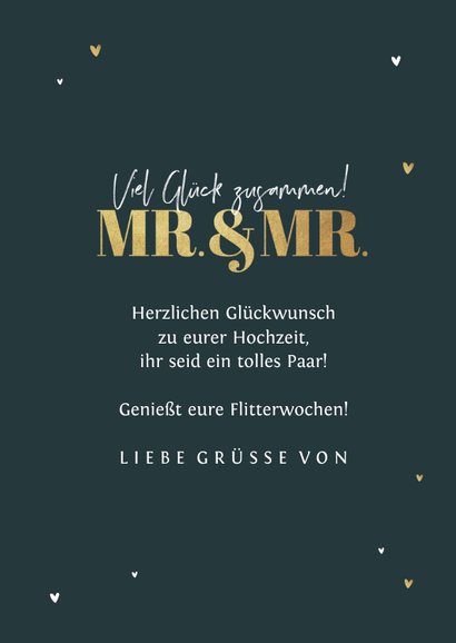 Hochzeit Glückwunschkarte Mr. & Mr. gold 3